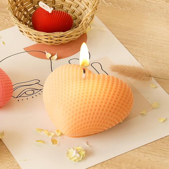 3 Pack Heart Candle Molds Love Resin Mold - Resin Casting Silicone Molds for Home Decor & Candle Making Wave Spiral Mold