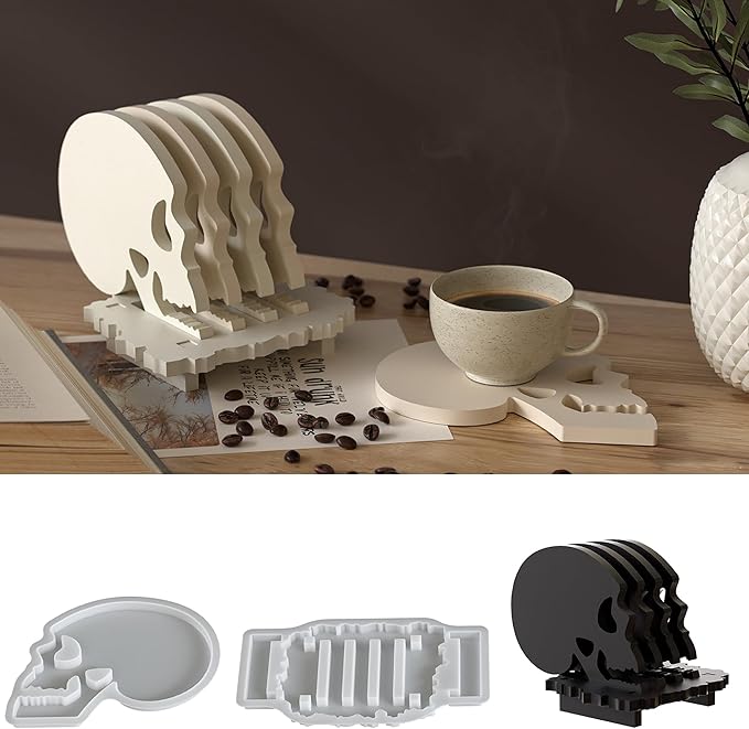 Skull Coaster Molds Spiral Wave Pillar Rotate Candle & Resin Mold - Resin Casting Silicone Molds for Home Decor & Candle Making Wave Spiral Mold