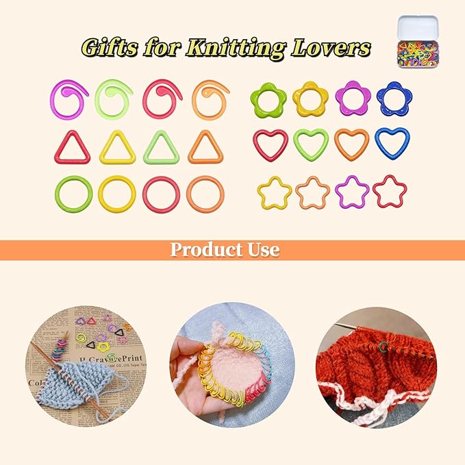 Wonafa 50 Pcs Star Metal Stitch Markers, Knitting Stitch Markers Colorful Crochet Stitch Markers with Storage Box for Crocheting Clothing Tag DIY Craft Project(Pentagram-50Pcs)