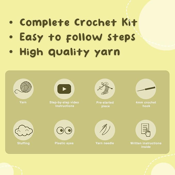 Panda Crochet Kit | For Beginners, Couples, Date Night, Kids, Adults, Anime, & Animal Lovers | DIY Gift Kit | Instructions, Yarn, Hook, Pattern, Video & Written Tutorial | Arts & Crafts For Adults
