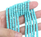 Natural Blue Turquoise Spacer Beads Caps Rondelle Disk Loose Beads for Beading Jewelry Making 4mmx2mm 38cm