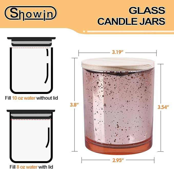 10 OZ Thick Candle Jars for Making Candles 15 Pcs, Empty Jars with Wood Lids for Candle Making, Sample Container, Rose Gold