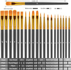 Paint Brush Set, 10 Pcs Paint Brushes for Acrylic Painting, Round Pointed Tip Detail Small Paint Brush for Oil Watercolor Canvas Face Body Boards Rock, Adult Drawing Arts Crafts Supplies, Black