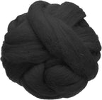 uxcell 3.53oz Wool Roving Yarn, Needle Felting Wool Fiber DIY Craft Needle Wet Felting Supplies for Blending Weaving Handcrafts, Black