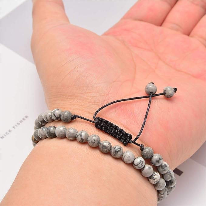 NCB Natural Beads Spacers 100pcs 8mm Round Landscape(Map Japser) Loose Gemstone Genuine Real Stone DIY Charm Smooth Beads for Bracelet Necklace Jewelry Making (Landscape(Map Japser), 8mm 100Beads)