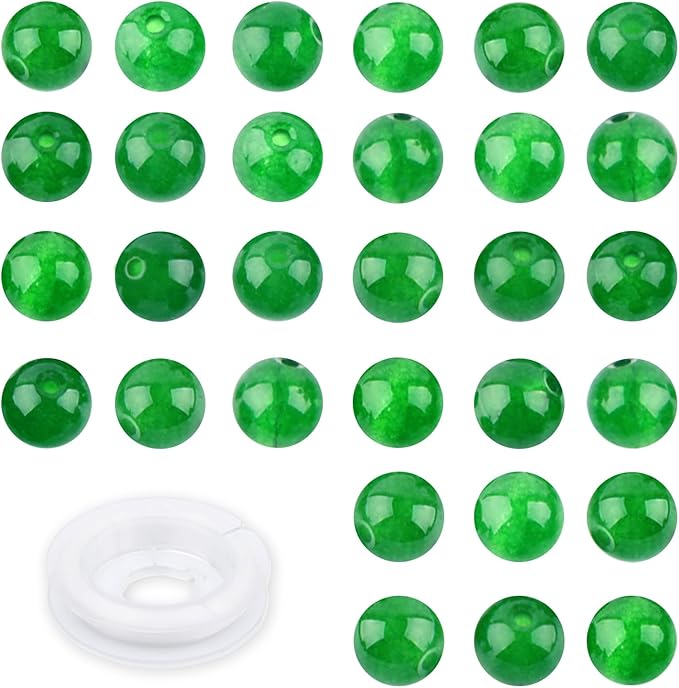 Natural Genuine Stones DIY Tiger Eye Round Spacers 4mm 200pcs Beading Loose Gemstone Hole Size 1mm Charm Smooth Beads for Bracelets Necklaces Earrings (Green Jade 4mm)