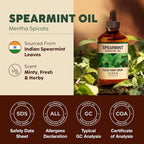 KUKKA Spearmint Essential Oils - 4 Fl Oz - for Hair, Skin, Diffuser, Aromatherapy & DIY Soap Making Scent