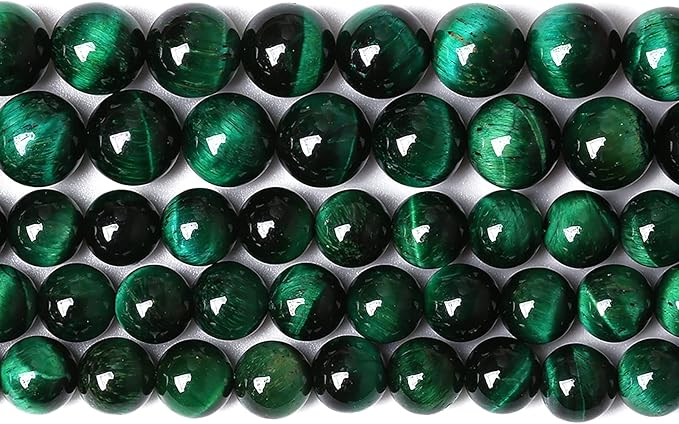 38PCS 10mm Top AAA Green Tiger Eye Beads Natural Stone Round Loose Beads for Jewelry Making DIY Bracelet,Necklace, Earrings 15" Inch