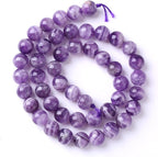 120PCS 6mm Natural Purple Dream Lace Amethysts Beads Crystal Round Loose Beads for Jewelry Making DIY Bracelet Necklace 32" 2 Strand