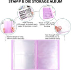 10 Pcs 0.3mm Magnet Sheets and 80 pockets/20 pages Storage Album for Stamp and Cutting Dies Storage Book Organizer Folder for Storage Die Cutting, DIY Scrapbooking Card Making Supplies (Purple)