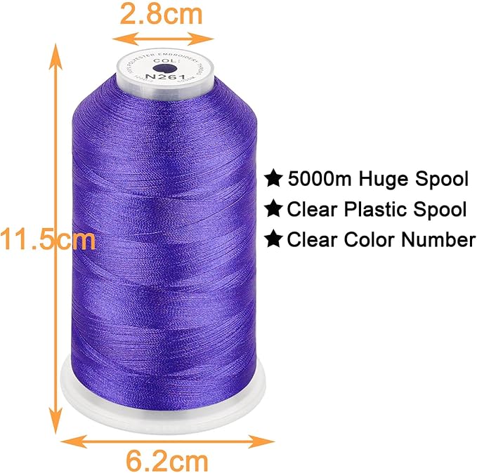 New brothread - Single Huge Spool 5000M Each Polyester Embroidery Machine Thread 40WT for Commercial and Domestic Machines - Violet Blue(Janome Color)