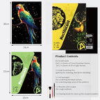 Scratchboard Art for Adult Luminous Scratch Painting Kits, A5 Scratch Art Rainbow Painting Paper 8 Sheet with 4 Tools, Scratchboard for Teens & Adults, Fun Creative Craft Toy/Gifts/Decor, Animals