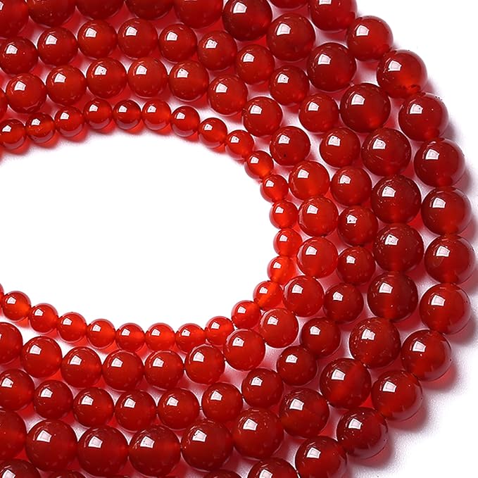 10MM 72pcs Semi-Precious Red Agate Beads Natural Stone Round Loose Beads for Jewelry Making DIY Bracelet Necklace 2 Strands 32"