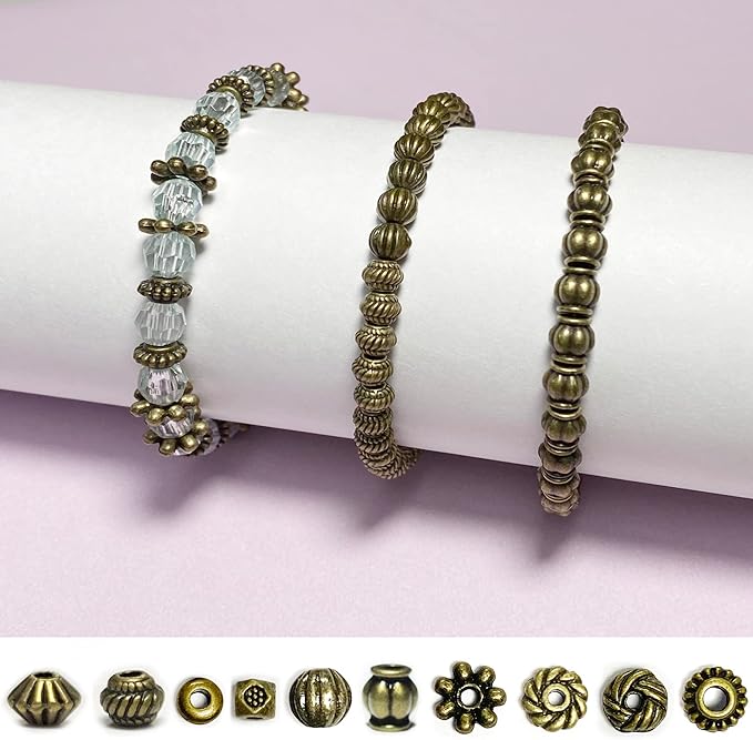 Antique Bronze Spacer Beads for Jewelry Making 500pcs Small Brass Metal Beads & Bead Assortments for Bracelet Necklace Earring Making Brass Bead Spacers for Jewelry Making Supplies