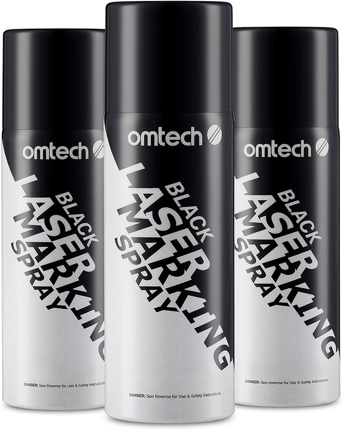 OMTech Laser Marking Spray, Metal Laser Marking Fluid for CO2 Laser Engravers,3X 8oz Aerosol High Contrast Black Spray for Laser Engraving Metal, Laser Ink Agent for Aluminum Stainless Steel More