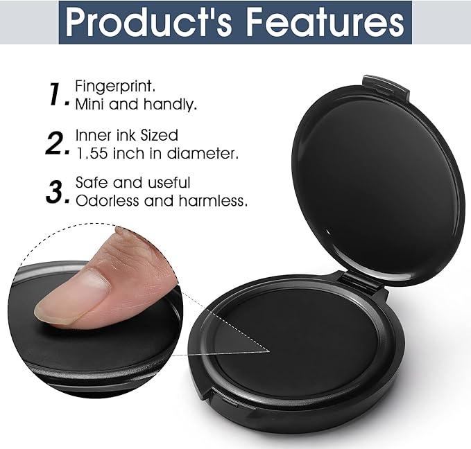 1 Pack Thumbprint Fingerprint Ink Pad Stamp Pad for Notary Supplies Identification Security ID Fingerprint Cards Law Enforcement Fingerprint Black Stamp Ink pad