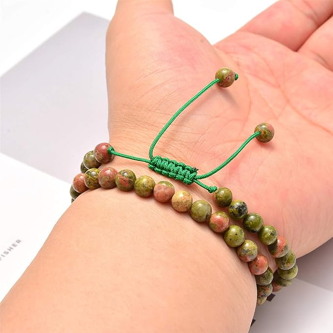 NCB 100pcs Genuine Natural Stone Beads Round Loose Gemstone 6mm DIY Charm Smooth Beads for Bracelet Necklace Earrings Jewelry Making Accessories Supplier (Unakite, 6mm 100Beads)