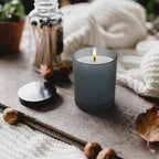 Thick Candle Jars for Making Candles 16 Pcs, 7 OZ Empty Jars with Wood Lids for Candle Making, Sample Container, Frosted Gray