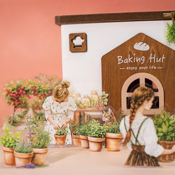 TIAMECH Romantic Trip to Garden PET Stickers - 120 Pcs Flower Pinking Dream Cherry Girls Design, Waterproof Sticker for Journaling & Scrapbooking, Junk Journal Supplies, Ephemera & DIY Crafts