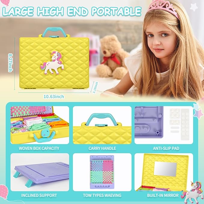 Friendship Bracelet Making Kit Toys Girls for Gifts Age 8 Year+,Quick Maker DIY Arts and Crafts Toys Kits,Best Every for 6-12 Year Girls Christmas, Birthdays Gifts (Yellow)