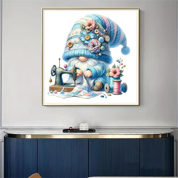 Lzyueyuan Gnomes Stamped Cross Stitch Kits for Adults Beginner, Sewing Cross Stitch Ornament Kits Counted Embroidery Needlepoint Kits Home Decor 13.8X13.8inch