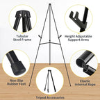 1 PCS Black Easel Stand for Wedding Sign Stand, 65 Inch Adjustable Metal Easels for Display, Portable Folding Easel for Wedding, Display Show, Arts, Poster with Portable Bags