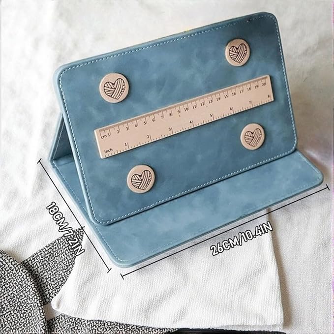 Earssa Knitting Pattern Holder,Knitting Chart Holder,Magnetic Crochet Knitting Chart Holder Knitting Accessories Foldable Knitting Chart Keeper with Ruler for Fixed Crochet Pattern (Vintage Green)