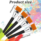 1.5 inch Flat Paint Brushes for Acrylic Painting 4 Pieces Professional Artist Brush Large Base Coating Paint Brushes for Acrylic Watercolor Gouache Oil and Body Painting