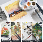 Transon 8pcs Round Watercolor Paint Brush Set Goat Hair for Watercolors,Acrylics,Inks,Gouache,Oil and Tempera Black Color