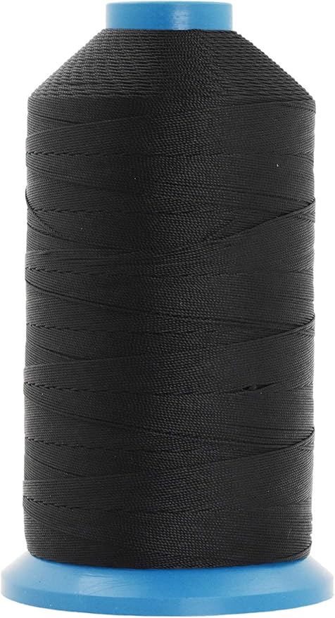Mandala Crafts Bonded Nylon Thread Black Heavy Duty Sewing Threads - 1250 YDs Size 138 420D T135 Tex 135 Thread for Leather Jeans Weaving Outdoor Marine Upholstery Threads