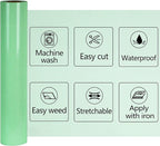 Light Green Glitter HTV Heat Transfer Vinyl Rolls12inch by 9feet PU Stretch Iron on Vinyl for T-Shirt for Silhouette and Cameo (9Ft, Z1-Glitter Light Green)