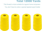 Yellow Serger Thread, All-Purpose Thread for Sewing, Polyester, 4 Cones of 3000 Yards Each Spool for Sewing Machine