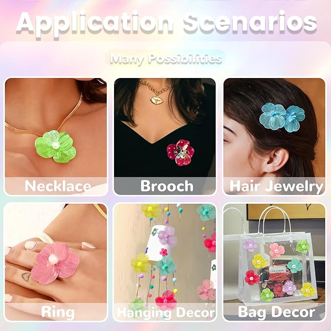 COLIGREE 6 Pairs Colorful Flower Pearl Stud Earring Set Hollow Floral Filigree Earring Making Kit for DIY Earrings Necklaces Rings Hair Jewelries