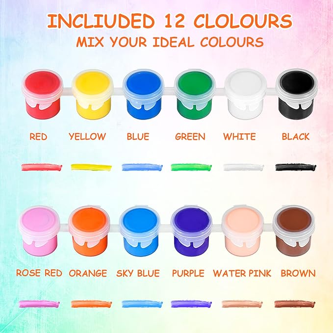 10 Pack Mini Acrylic Paint Set,12 Colors Acrylic Paints Strips for Kids&Adults Craft Paint,140 PCS Kids Painting Kit Container Strips Storage, Perfect for Home Birthday Classroom Party Favors……