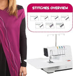 Bernette B62 Airlock Coverstitch Machine Bundle | Air Threader, 7-piece coverstitch foot kit, LED Light, Extension Table | Heavy Duty, Beginner to Professional, Advanced Sewing & Decorative Stitching