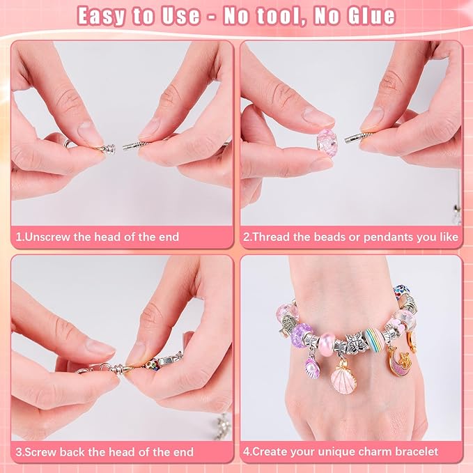 Hysagtek Jewellery Making Kit - Bracelet Making Kit 120 Pcs DIY Women Charm Bracelet Making Bracelets for Women Beads Necklace kit Jewelry Making Charm Pendants Craft with Box