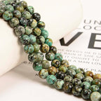 NCB 100pcs Original Natural Stone Beads Gemstone Round Loose Beads 6mm 8mm 10mm (African Turquoise, 6mm 100Beads)