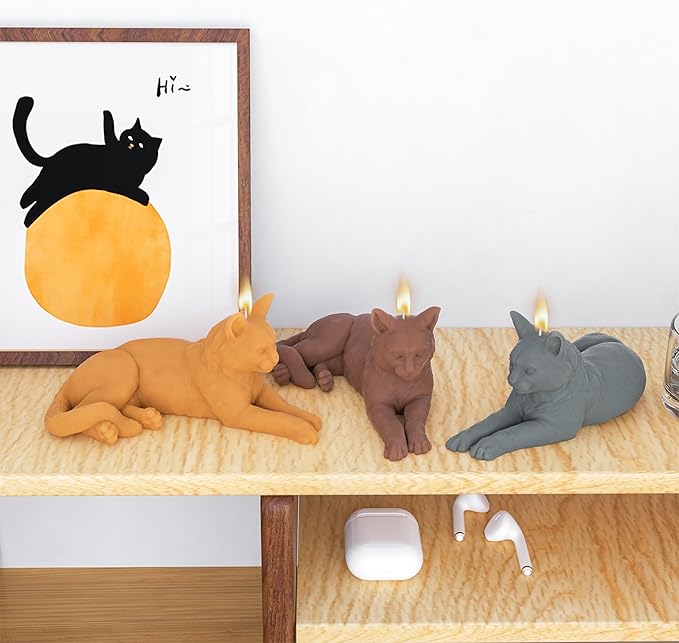 3D Cat Molds Cat Candle Resin Mold - Resin Casting Silicone Molds for Home Decor & Candle Making Wave Spiral Mold