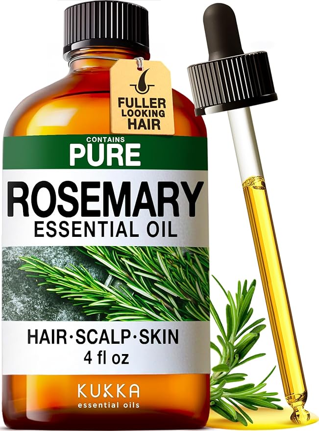 KUKKA Rosemary Essential Oils - 4 Fl Oz - for Hair, Skin, Diffuser, Aromatherapy & DIY Soap Making Scent