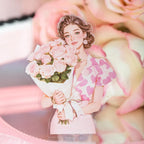 TIAMECH Pink Dream Girl PET Stickers - 100 Pcs Reading Time Lace Girl Maidens Sweetheart Design, Waterproof Sticker for Journaling & Scrapbooking, Junk Journal Supplies, Ephemera & DIY Crafts