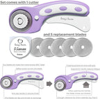 Rotary Cutter Set - Quilting Kit incl. 45mm Fabric Cutter, 5 Replacement Blades - Ideal for Crafting, Sewing, Patchworking, Crochet & Knitting (Lavender, A1 Set (36" x 24"))