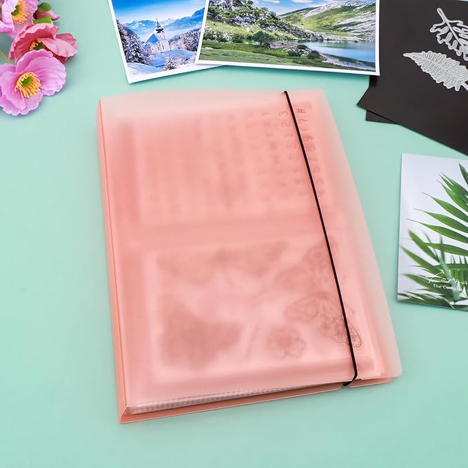 10 Pcs 0.3mm Magnet Sheets and 80 pockets/20 pages Storage Album for Stamp and Cutting Dies Storage Book Organizer Folder for Storage Die Cutting, DIY Scrapbooking Card Making Supplies (Orange)