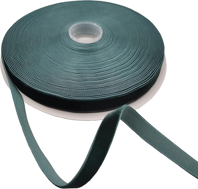 Dk Green Velvet Ribbon Single Sided,3/8 Inch X 25Yards Spool