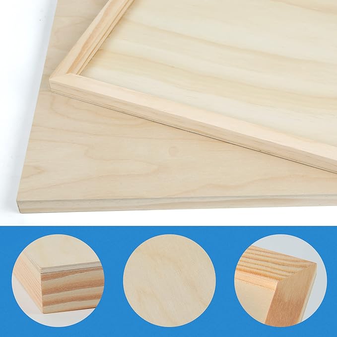 Falling in Art Unfinished Birch Wood Panels Kit for Painting, Wooden Canvas 2 Pack of 18 x18 Studio 3/4" Deep, Cradle Boards for Pouring, Art, Crafts, Burning and More