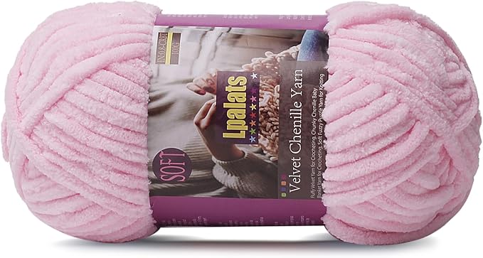 Chunky Chenille Yarn for Crocheting - 100g/3.5oz Baby Blanket Yarn for Crocheting Soft - 87 Yards Fluffy Thick Plush Yarns for Knitting Blankets Amigurumi (1, Pale Pink)