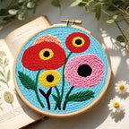 BEUNITONE 2PCS Bohemian Flower Punch Needle Kit for Adults Beginners, Complete Craft Kit Needlepoint Kits for Adults with Hoop, Punch Needle Starter Craft Set for Cloth Festival Gift and Home Decor