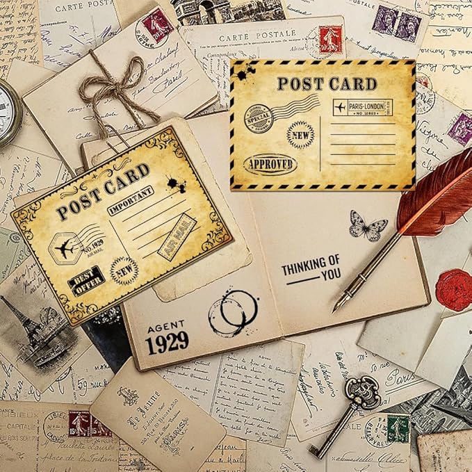 GLOBLELAND Vintage Postcard Cling Rubber Stamp Postage Postmark 7.1x8.7inch Cling Stamps Embossing Stamp Seal for DIY Scrapbooking and Card Making Paper Craft Decor