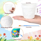 Pasimy 6 Set DIY Ceramic Succulent Planter Pots Paint Your Own Flower Pots Craft Kit Unpainted Bisque Paintable Flowerpot with Brush Palette Ready to Paint for Family Activity Gift(Classic)
