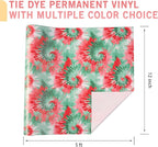 Tintnut Permanent Vinyl Tie Dye Roll - 12 inch x 5ft, Green Red Swirl Pattern Adhesive Vinyl Sheets for Decor Sticker Compatible with Cricut, Silhouette, Cameo Cutters