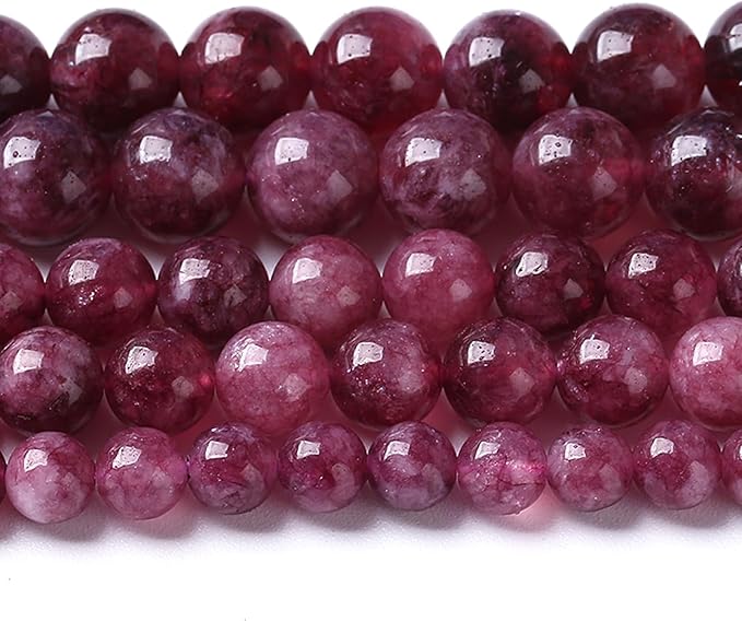 120PCS 6MM Natural Stone Kunzite Purple Jade Beads Round Loose Beads for Jewelry Making Bracelet 2 Strands 32"